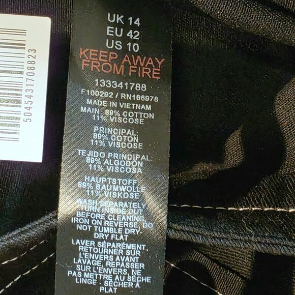 Topshop Asos Raw Edge Maxi Skirt Black Twill Topstitch Sz 10 Frayed Cotton Zip - Picture 14 of 15